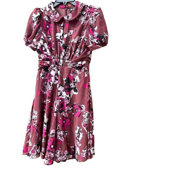 Karl Lagerfeld x Impulse Macys Chiffon Floral Print split Collared Dress - Picture 5 of 14